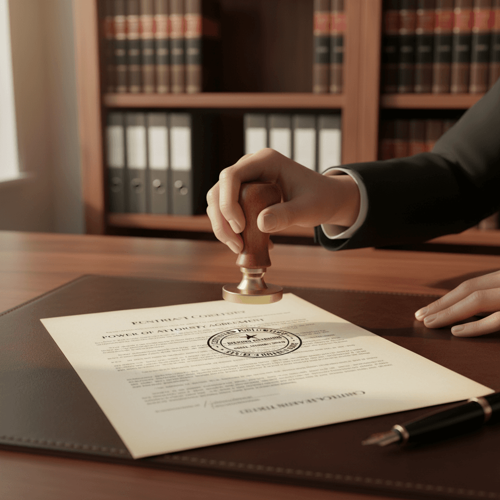 Notary sealing official document