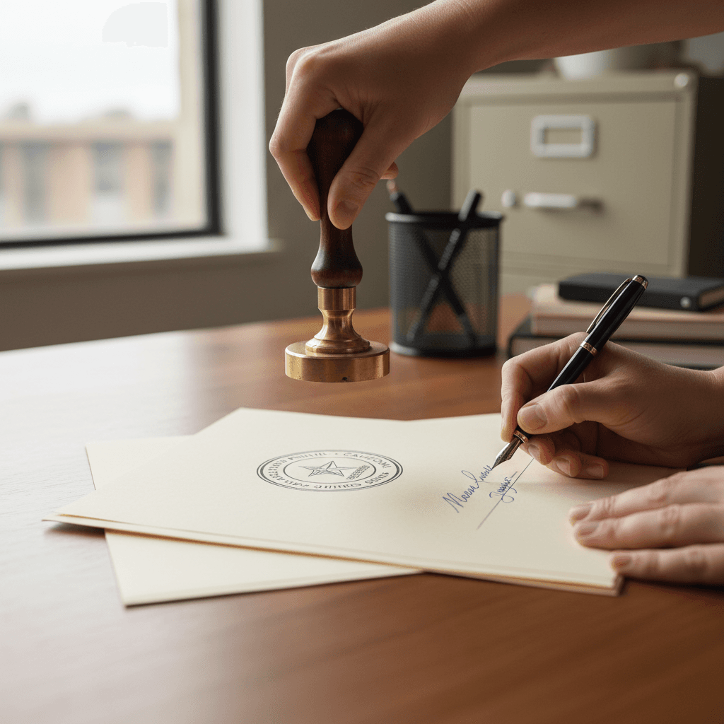 Notary stamp and documents